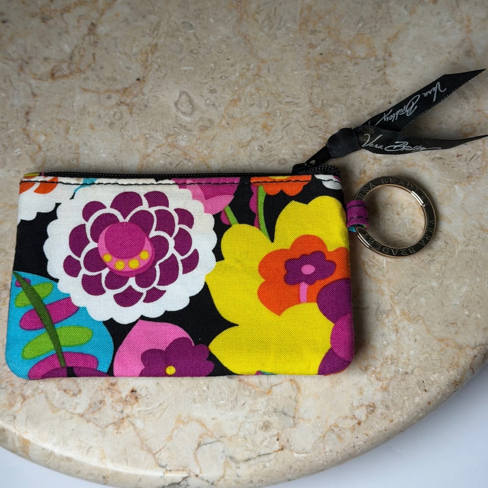 Vera Bradley Zip ID Case OS Va Va Bloom Floral Multi-Color Key Ring Wallet